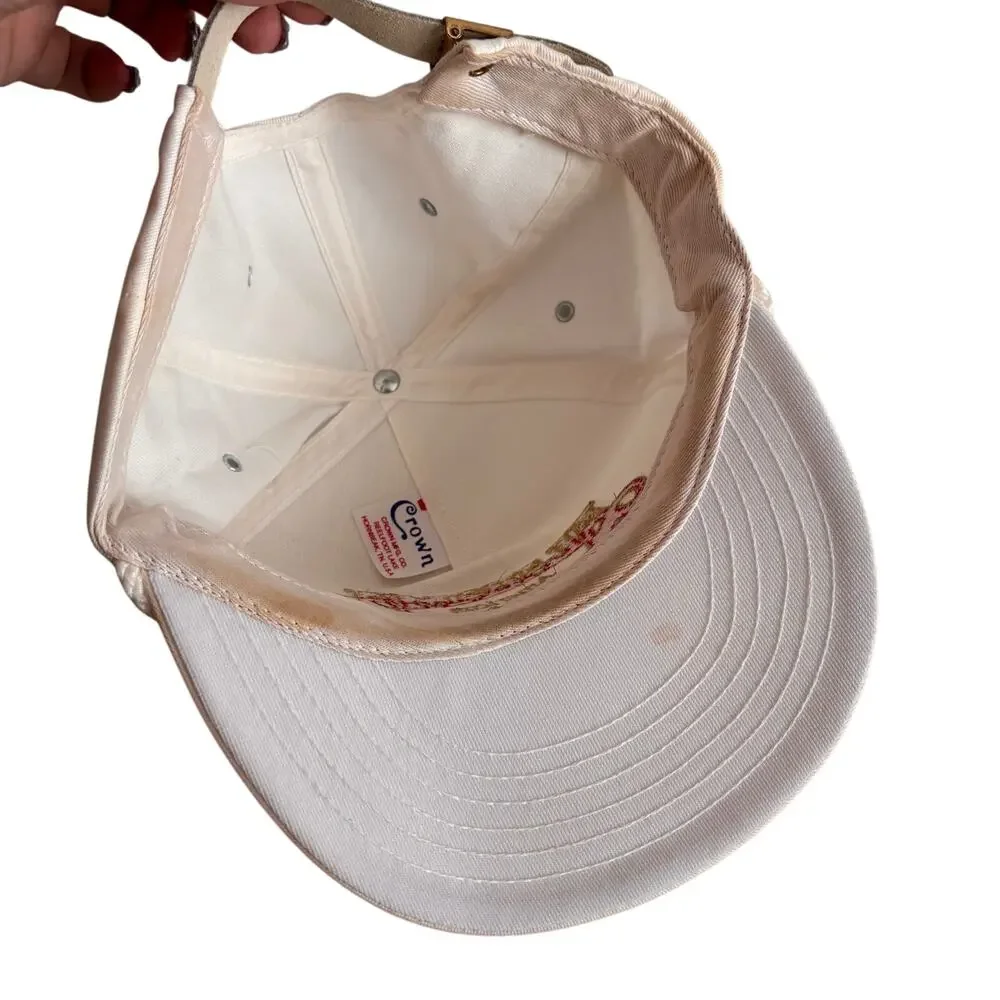 Vtg 80s ALABAMA Trucker Hat American Pride Strapback Cap White Red Gold Country